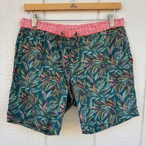 Sundance Leia Shorts Women's XS Green Pink Leaf Print Cotton Pull On Lightweight